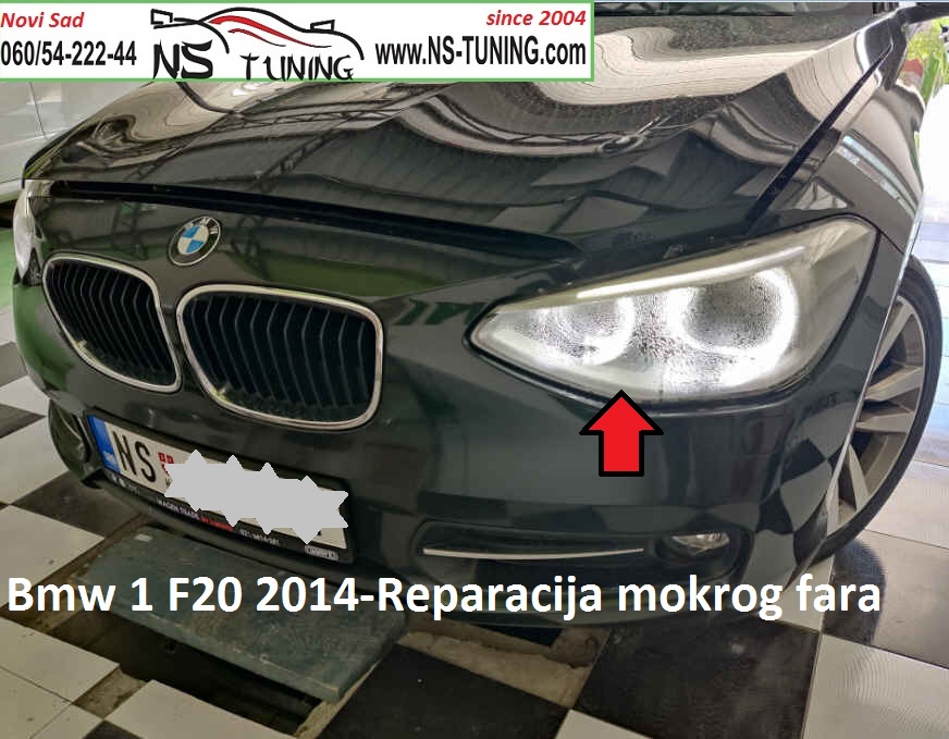 Bmw 1 F20 2014 Reparacija mokrog fara servis farova veternik futog backa palanka ns tuning